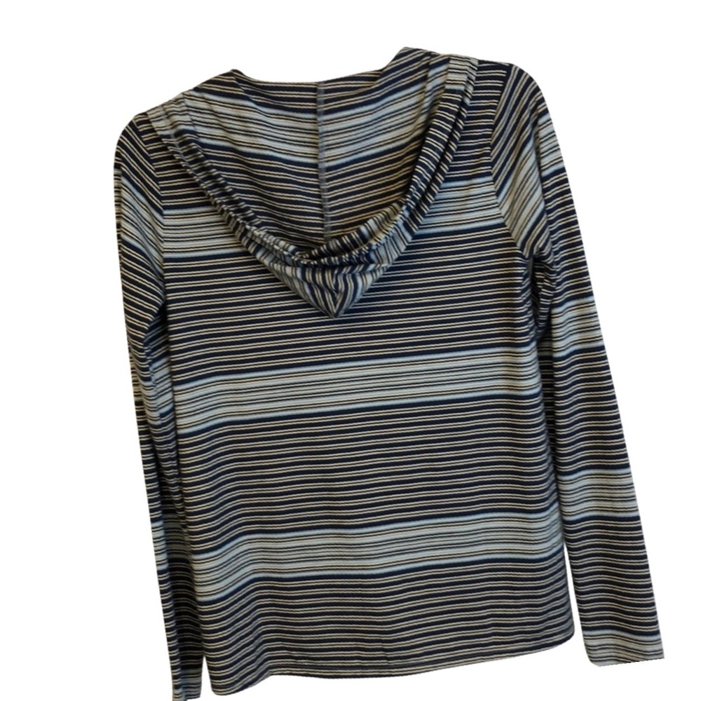 Eleven Star Striped Hoodie Pullover V Neck Long Sleeve Casual Top Women's Size S